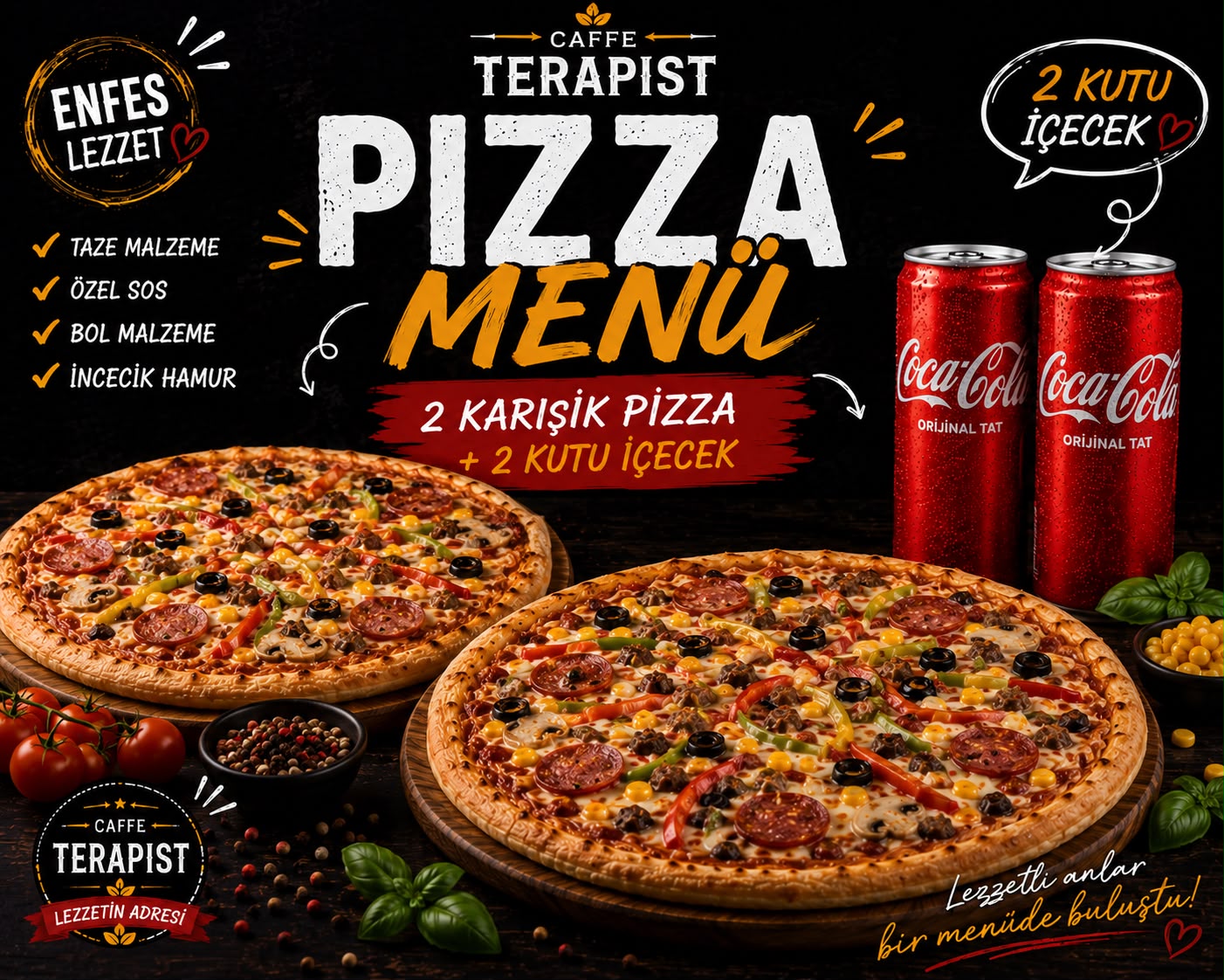 2'li Pizza  Menü